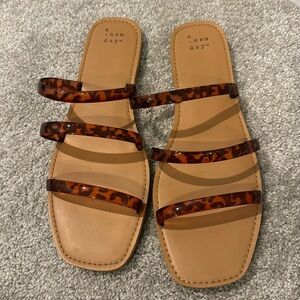 a new day Tortoiseshell Strap Tan Slide Sandals